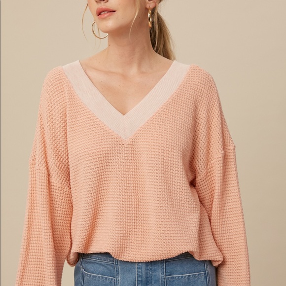 NWT Waffle Knit Pink Top - Picture 1 of 7